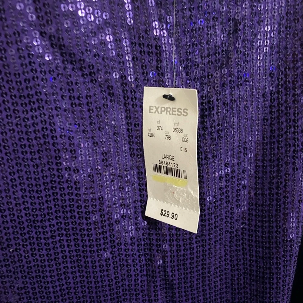 2 Express sequin front tank tops, size large. 1 purple and 1 gold. Sold as set. - Picture 7 of 10
